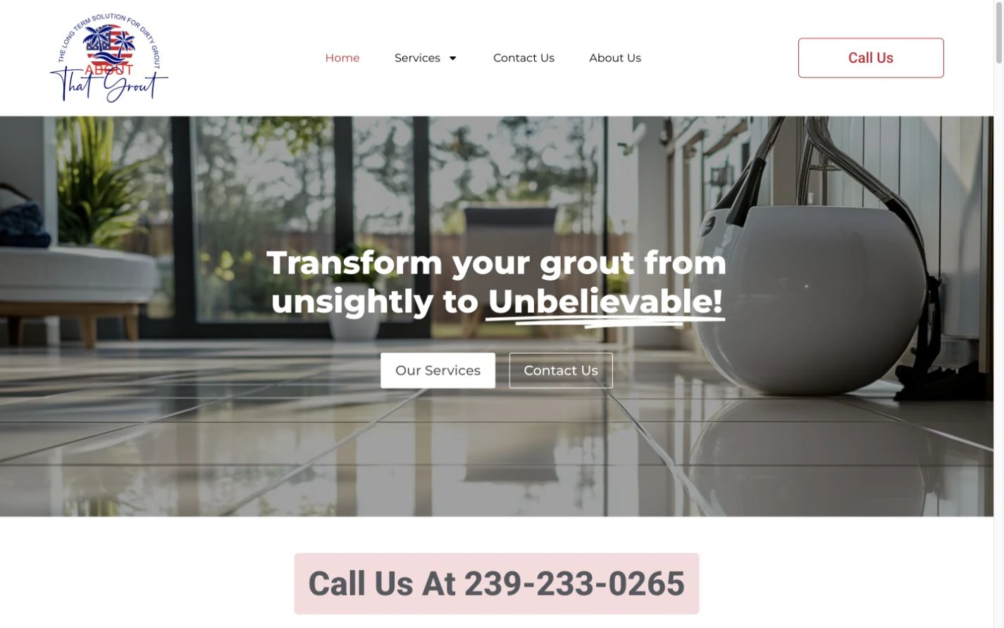 About That Grout desktop website preview
