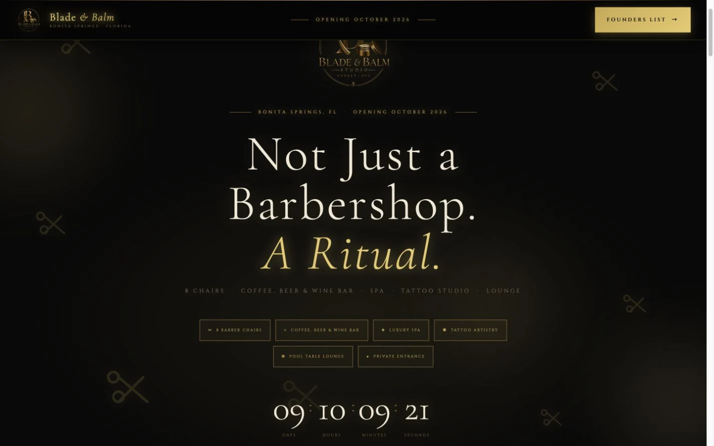 Blade & Balm Studio desktop website preview