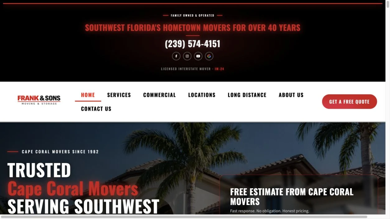 Frank & Sons Moving and Storage website preview