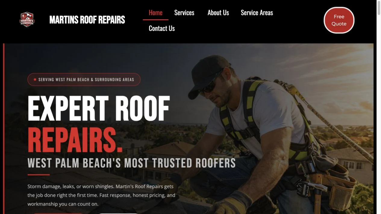 Martin’s Roof Repairs desktop website preview