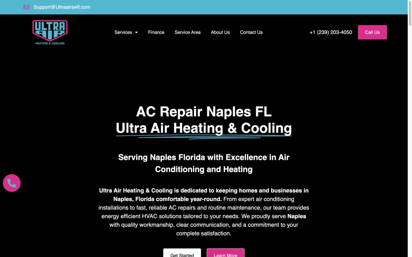 Ultra Air Heating & Cooling website preview