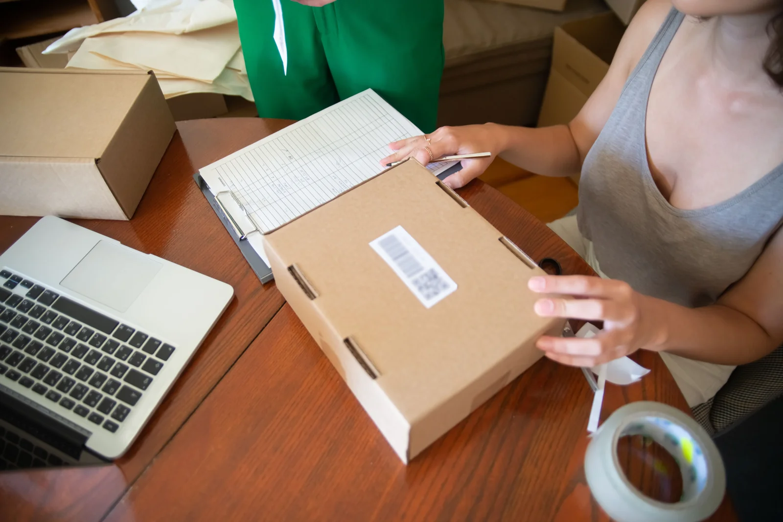 A small business preparing products for customer orders
